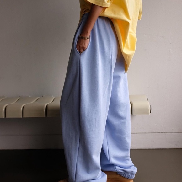 Oversized blue cotton pants joggers women relaxed trousers pants - Picture 2 of 4